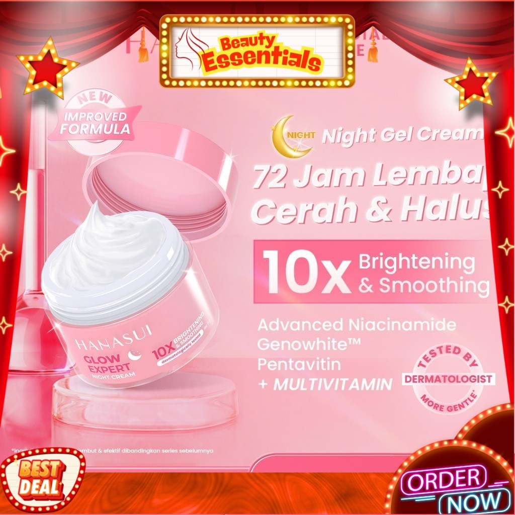 Hanasui Glow Expert Day Cream Dan Night Cream New Improved Formula 15 Gram - Gel Cream Ringan