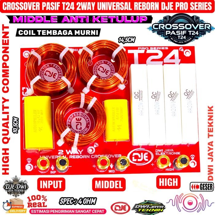 KIT CROSSOVER PASIF T24 2 WAY UNIVERSAL REBORN GALAP DJE T24 Plus Bindding Post Audio CVJA
