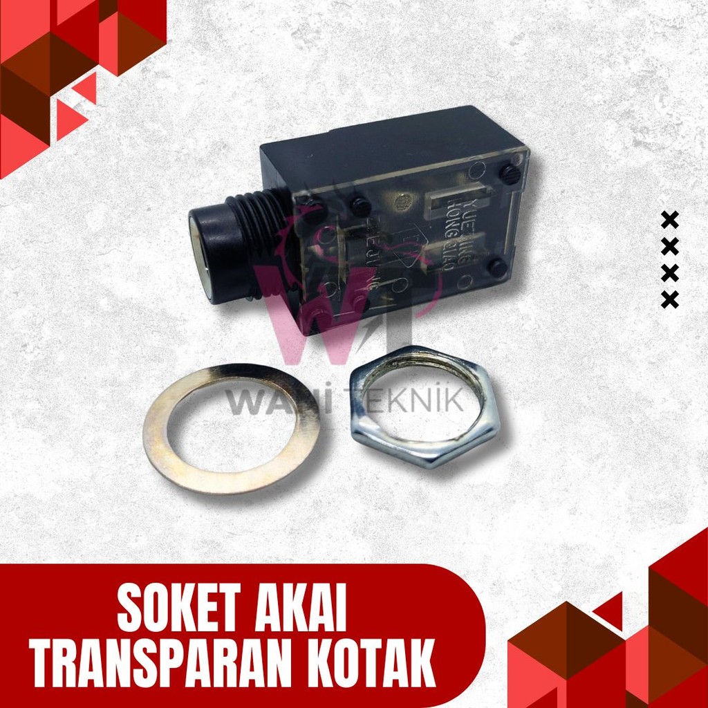 Soket Akai Transparan Kotak – 4 Pin Mono Plug Audio