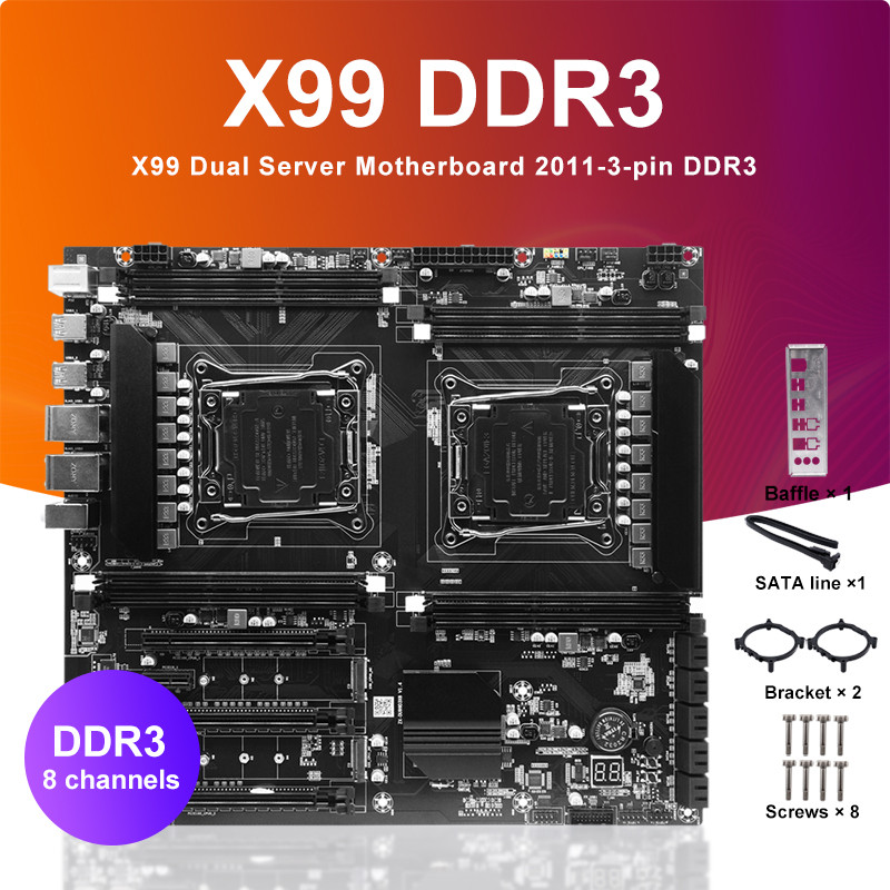 X99 Dual-socket Cpu Motherboard Lga2011-3 8xddr3 Ecc Ram Slot Pciex16 Sata3.0 Server Pc Motherboard