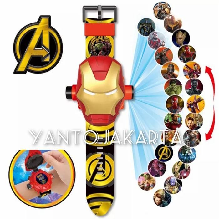 IRON MAN JAM TANGAN ANAK LAKI LAKI KARAKTER AVENGERS PROJECTOR - IRON MAN