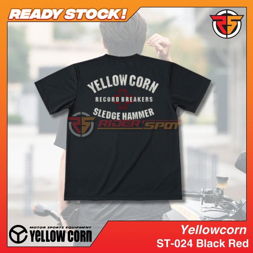 T-shirt Yellowcorn ST-024 Black Red Kaos Yellow corn Original