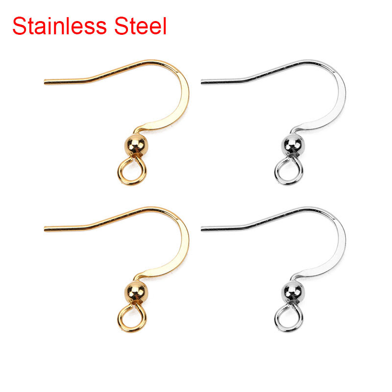 50pcs Stainless Steel Hypoallergenic Earring Hooks 17*20mm Gold Color Earring Clasp Wire Diy Jewelry