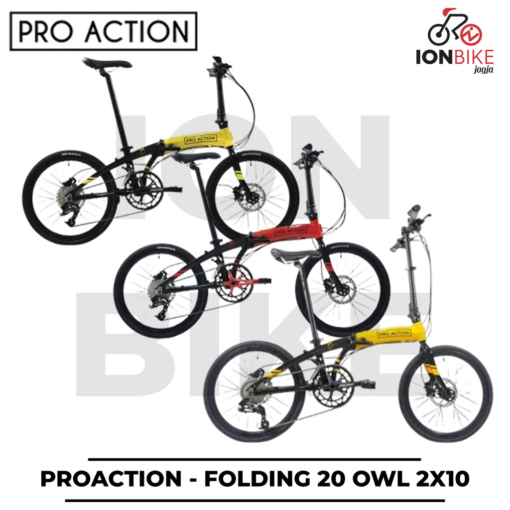 Sepeda Lipat 20 PRO ACTION OWL 2x10 Speed Frame Alloy Ringan Crank HT2 Rem Hydrolik Promo - Folding 