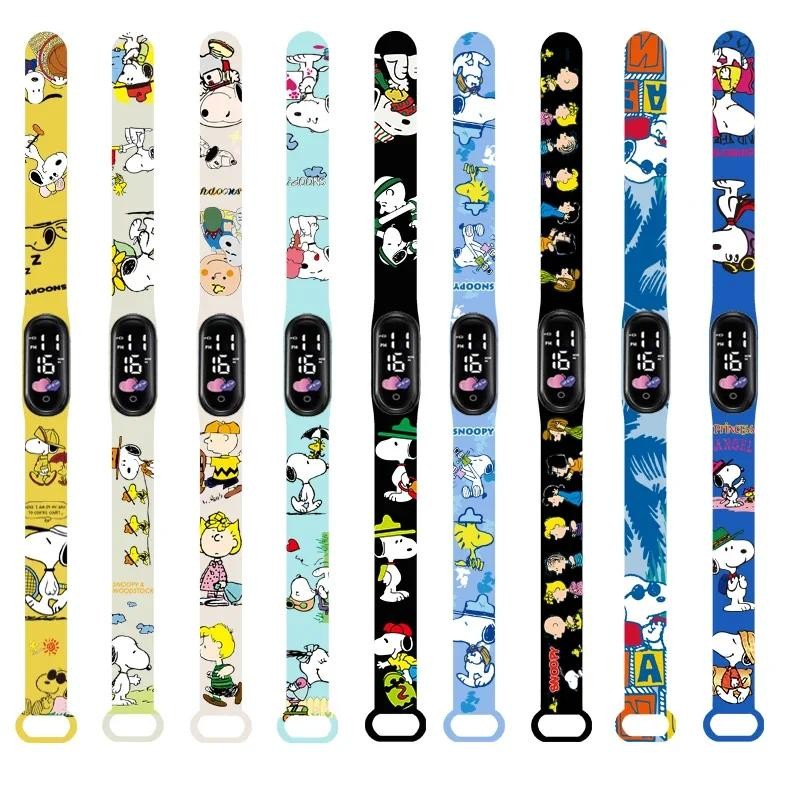 Disney Snoopy Watch Cartoon Anime Character Action Figures Luminous Bracelet Watch LED Touch Waterpr