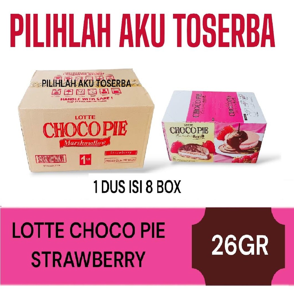 LOTTE CHOCO PIE Strawberry - ( HARGA 1 DUS )