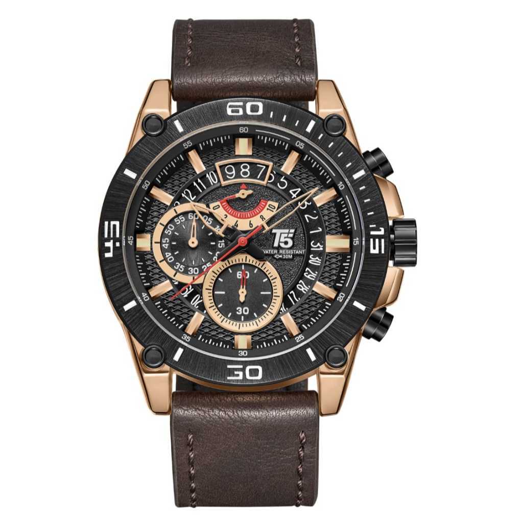NEW ARRIVAL JAM T5 H 3982G PENDULUM / Jam T5 Chronograph Pendulum / Jam Tangan T5 Kulit Terbaru / Ja