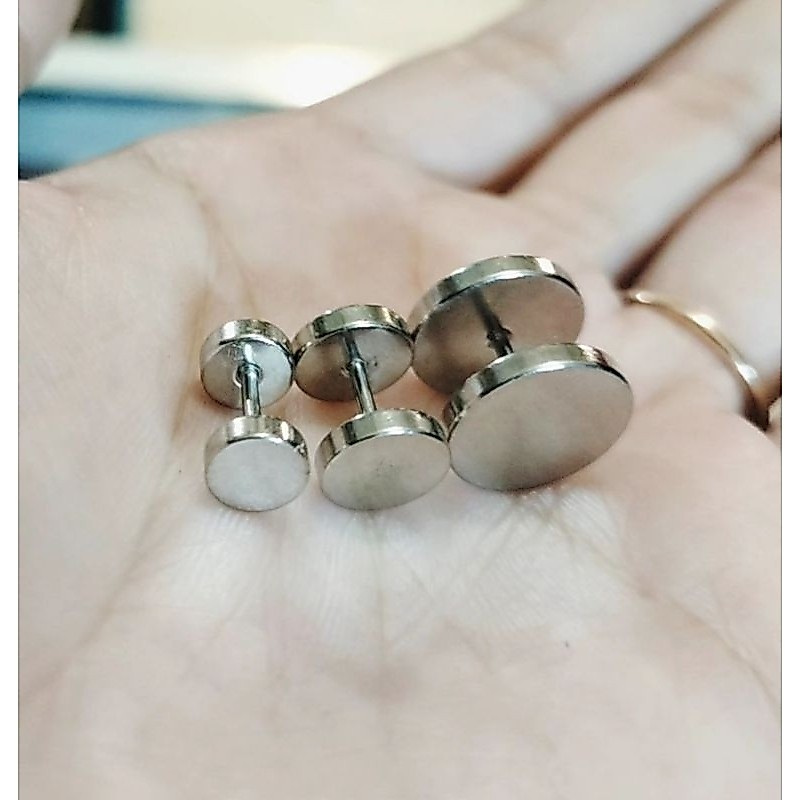 Tindik Roda Anting Piercing Telinga Silver Polos Cowok