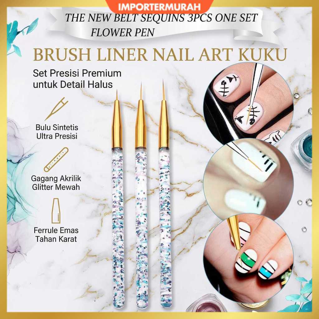 Brush Kutek Kuku Ultra thin Liner Nail Art 3 PCS - HD042