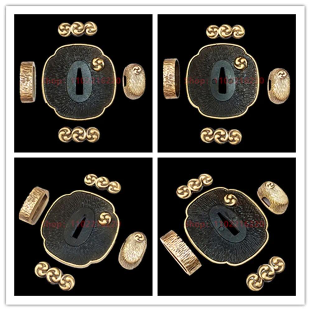 Unique Japanese Samurai Katana Fittings Copper Tsuba Handguard Guard Brass Fuchi Kashira Menuki For 