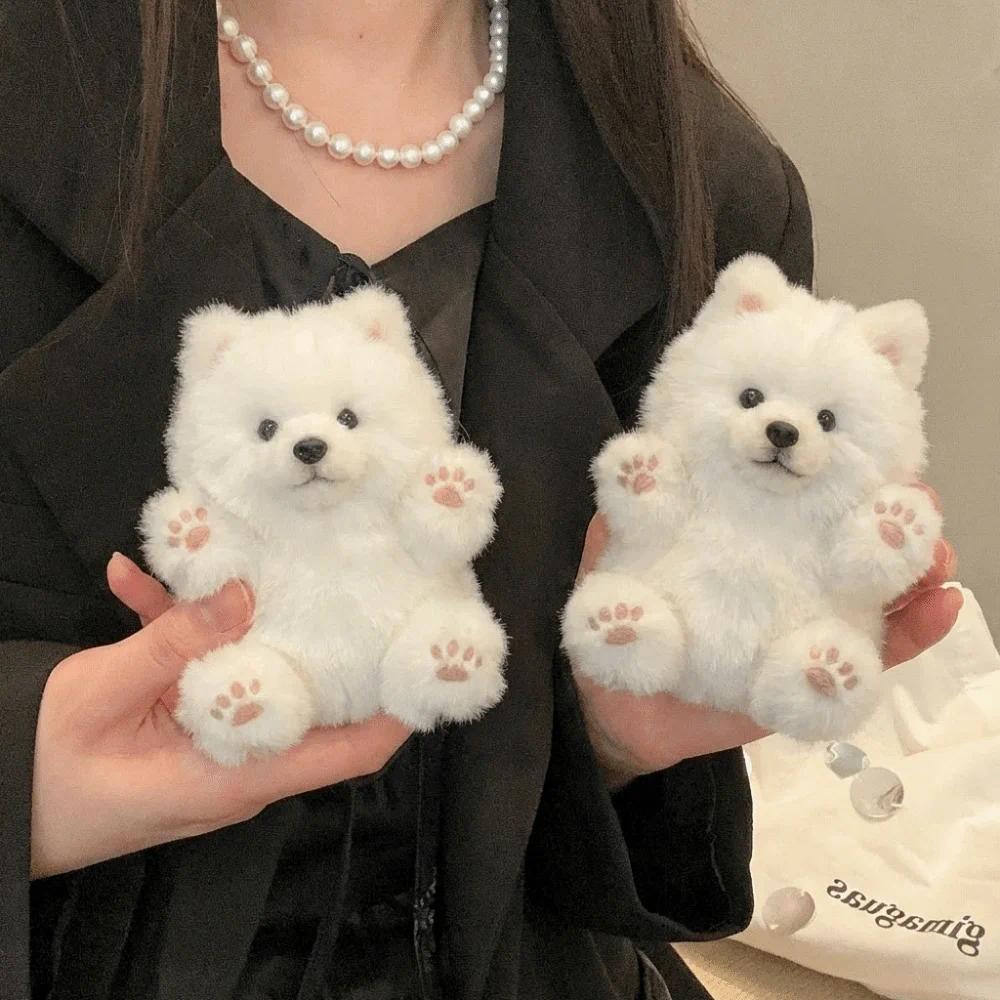 Pink Paws Samoyed Plush Toys Realistic Cute Cartoon Samoyed Plush Doll Soft Fashion Accessories Doll