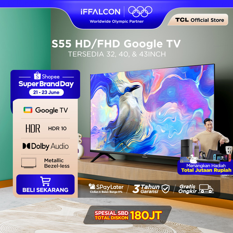 SG iFFALCON by TCL S55 Series Google TV (Android 14) Smart Digital - HD/FHD - HDR 10 - Dolby Audio -