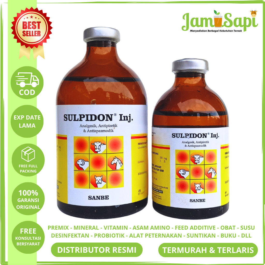 SULPIDON 100ml 50ml Injeksi - Obat Nyeri Analgesik Demam Antipiretik & Kejang Otot Antispasmodik Sap
