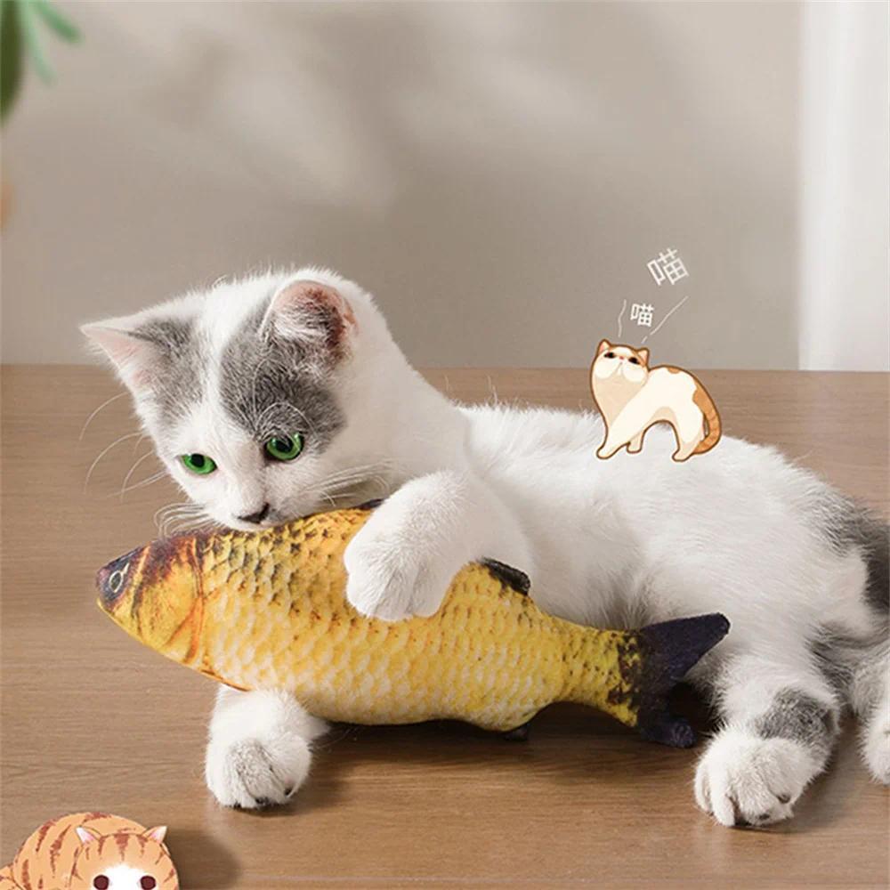 Cat Fish Toy Cat Scratcher Catnip Toy Interactive Simulation Fish Cat Mint Fidget Toys Stuffed Playi