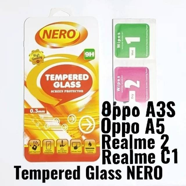 OTL.TOOLS NERO Tempered Glass Kaca Anti Gores OP A3s  / A5 / A12E / Realme 2 / Realme C1 / AX5 / CPH