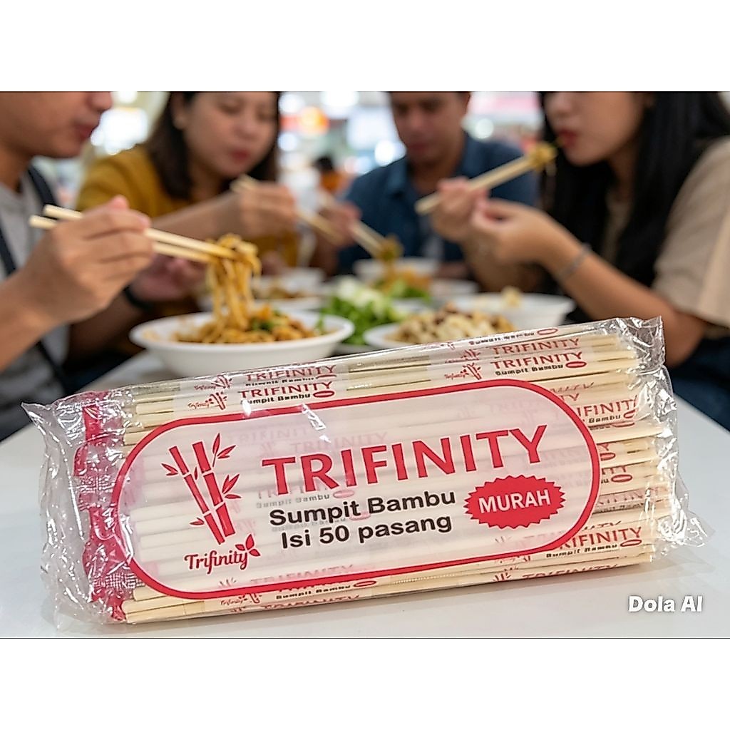 Sumpit Bambu isi 50 pasang merk trifinity