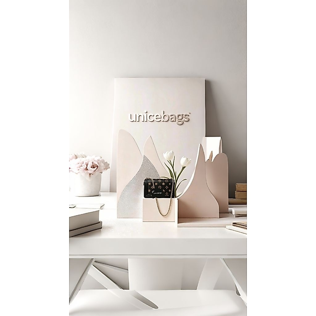 UNICEBAGS - New - Tas Selempang Rantai Motif Garis  Emas Ukuran 25 cm – Kualitas Mirror Vvip Lengkap