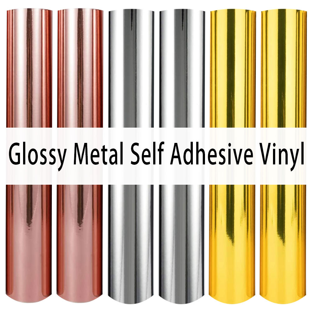 

Gold Silver Rose Gold Permanent Adhesive Craft Vinyl Film 6pcs 12"x10"Bundle DIY Xmas Window Car Party Decor Stickers For Cut