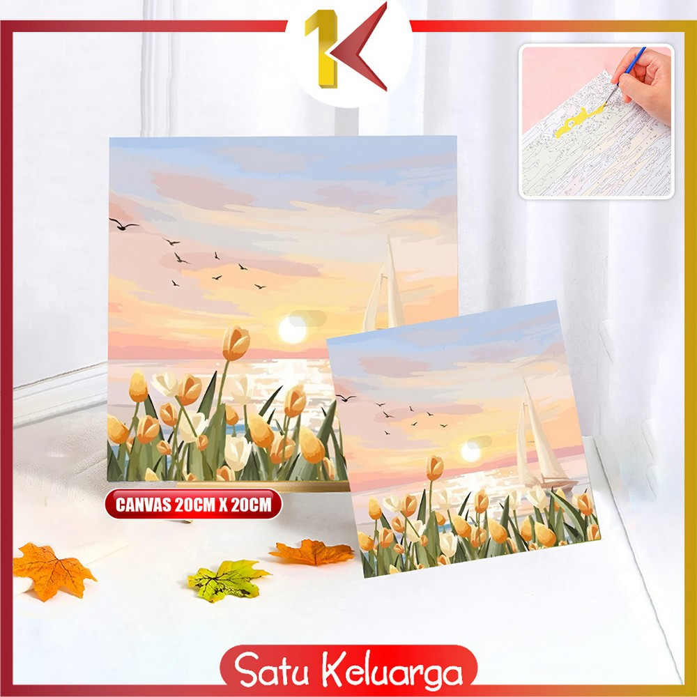 

SK-A110 Paint By Number Kit 20x20cm Kanvas Siap Lukis / DIY Canvas Acrylic Aesthetic / Diy Digital Painting Canvas Lukisan Bunga Pemandangan Wall Decoration