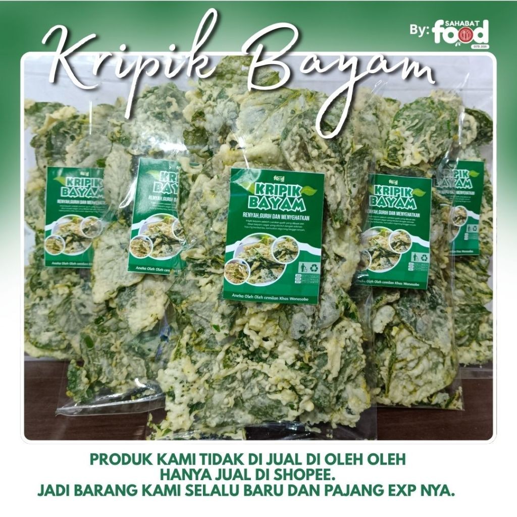 

Keripik Bayam Asli Enak Gurih Dan Menyehatkan Berat Bersih 200GR