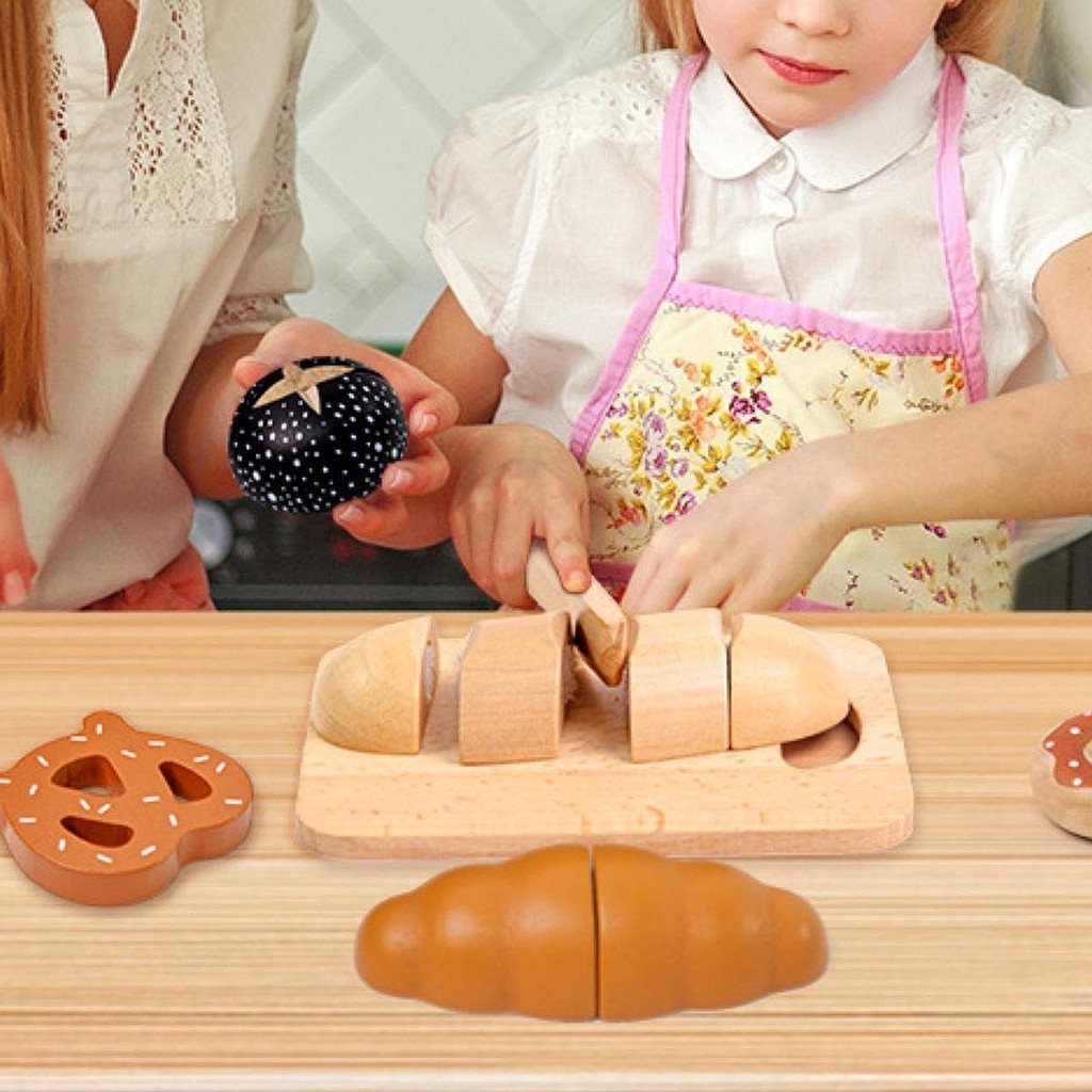 Kids Wooden Cutting Play Foods Toy Pretend Play Toy Preschool Sharing Toy Wooden Cutting Toys Set fo