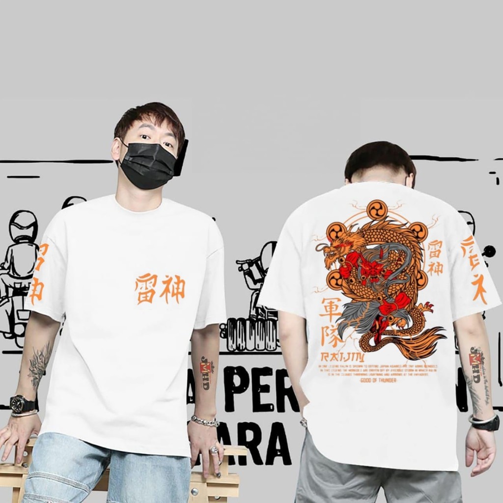 jmhd STORE KAOS T-SHIRT KAOS MOTIF SUKAJAN / KAOS GOLD DRAGON / KAOS RAIJIN / KAOS NAGA EMAS / KAOS 