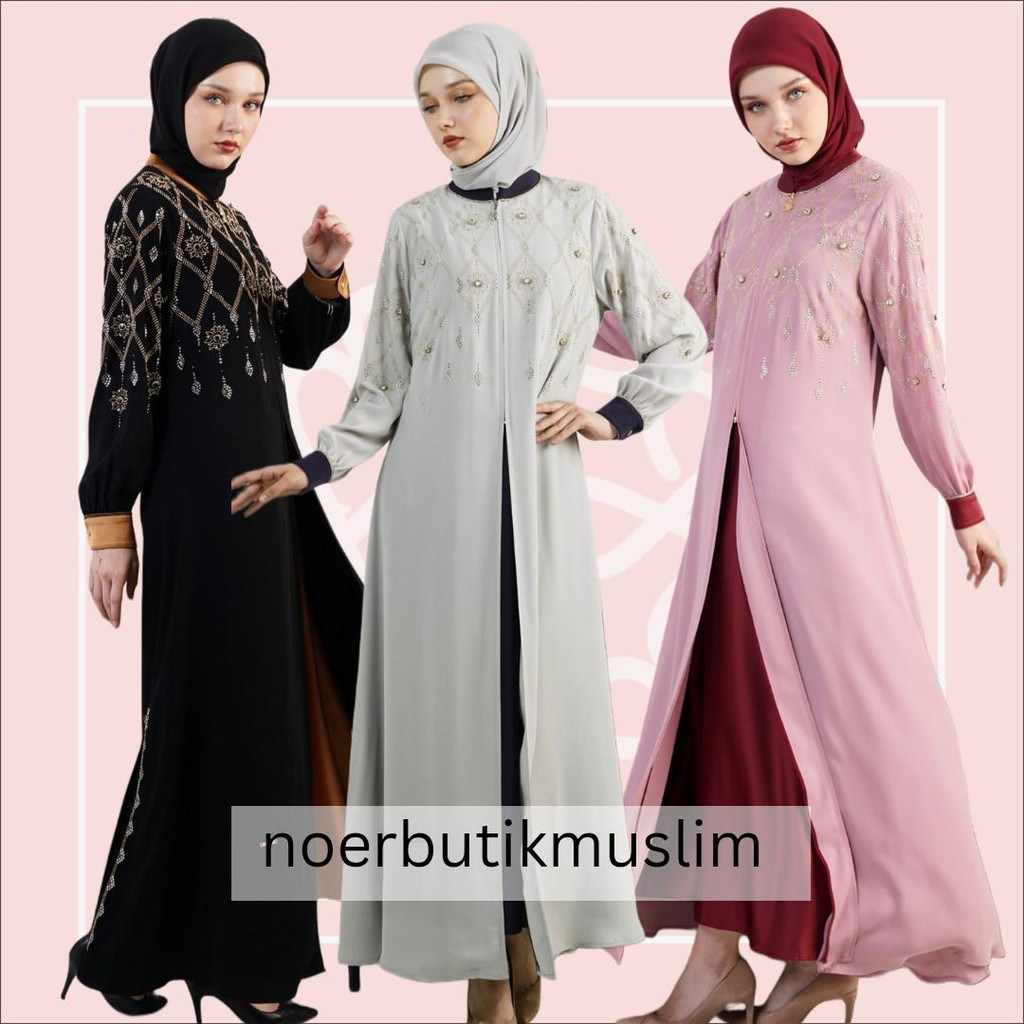 Hikmat Original Fashion A3867 Abaya Hikmat - noerbutikmuslim Gamis Hitam