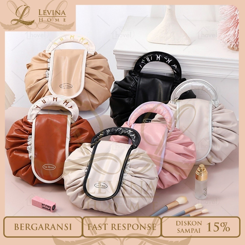 Tas Make Up Travel Model Tali Serut Penyimpanan Skincare Kosmetik Organizer Wanita – Levina Home