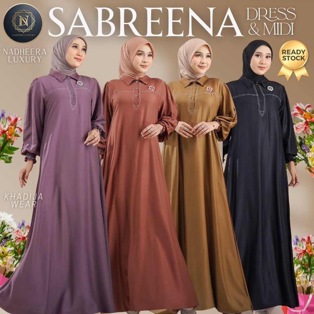 [BISA COD] SABREENA DRESS MIDI NADHEERA LUXURY POLOS RAYON PREMIUM SIMPLE NADEERA SABRINA GAMIS