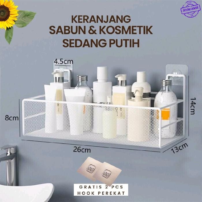 

Rak Penyimpanan Dinding Besi untuk Sabun dan Kosmetik Ukuran Sedang Keranjang Putih - Putih