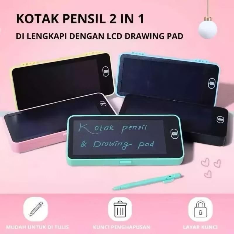 

TR- NAF- Kotak Pensil Case kalkulatorLcd Writing Drawing Box Case Ukuran Besar Pencil Drawing Pad Edukasi 2in1