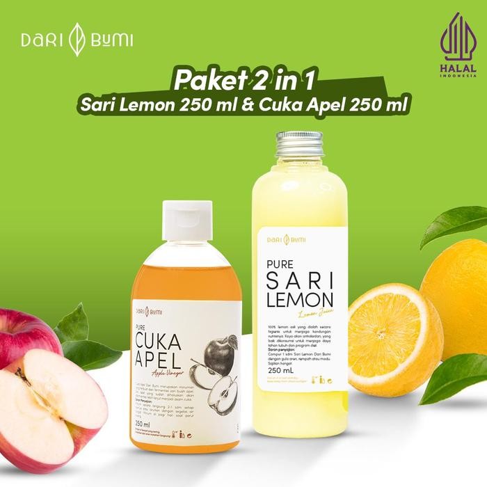 

Dari Bumi Paket Bundling Cuka Apel With Mother Dan Sari Lemon Pure - lemon,cuka250ml