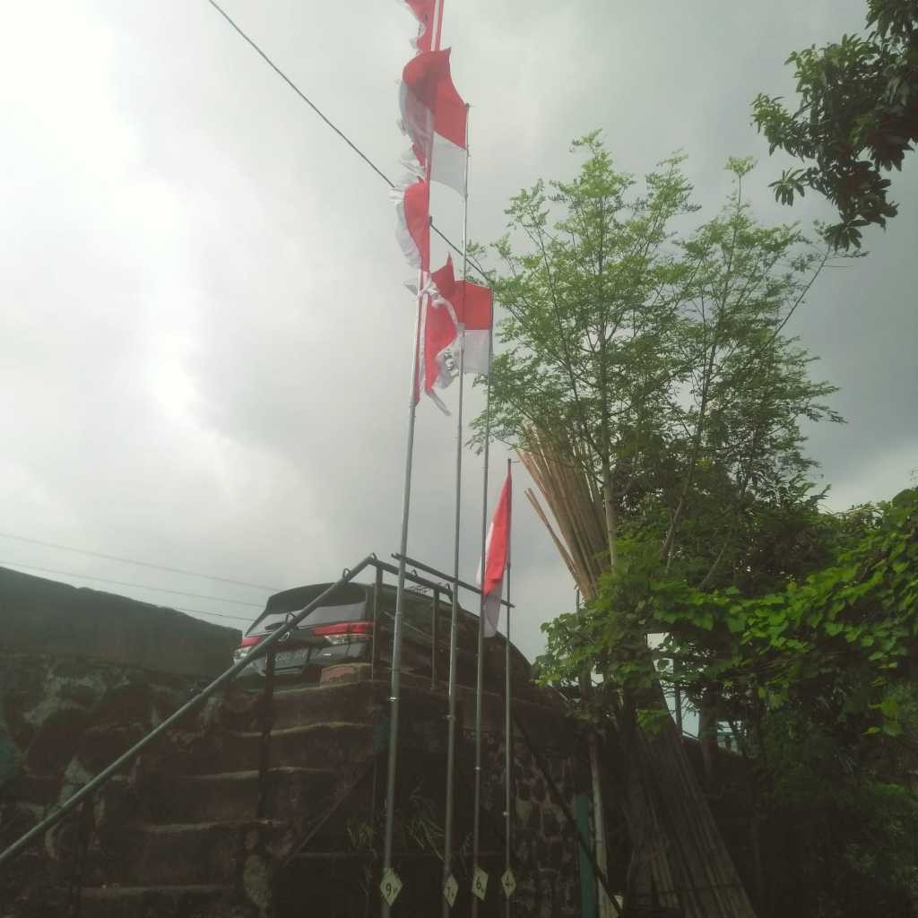 Tiang Bendera Galvanis 4mt + 1 Bendera Merah putih / CCTV  - Wifi - Tiang Antena Multi Fungsi u/ Per