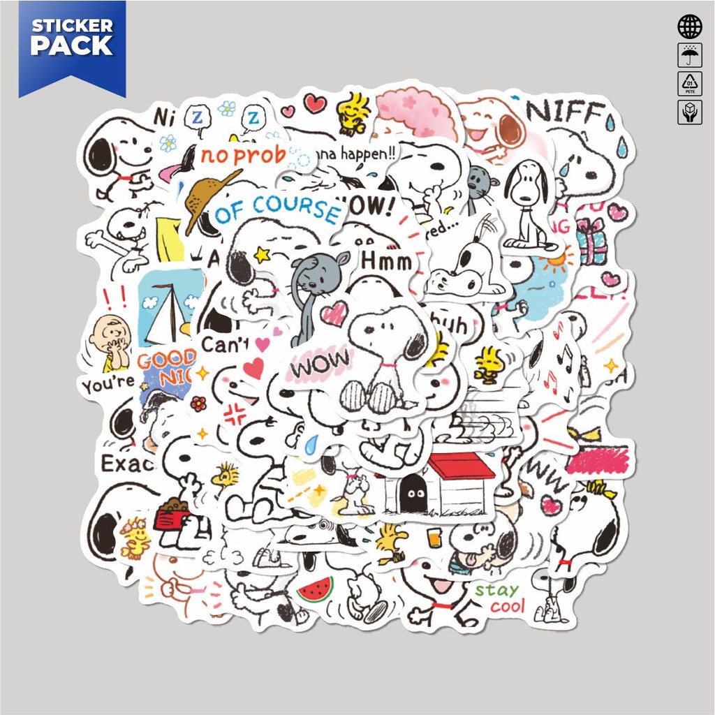 

[100PCS]Stiker Pack Stiker Kartun Snoopy V9 Aesthetic Vinyl Anti Air Dekorasi Sticker Laptop Buku Journal Koper Helm Casing HP Gitar Helm Skateboard