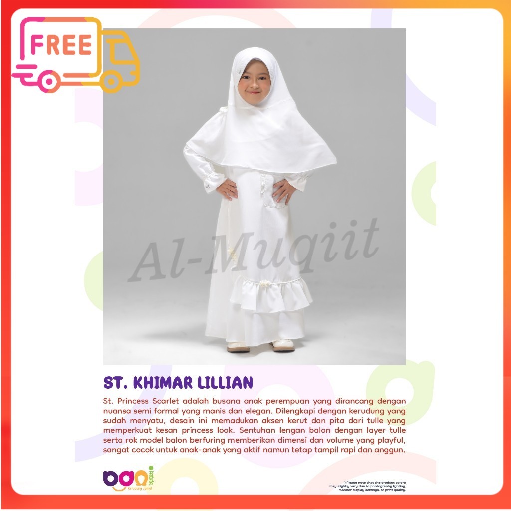 DISKON RABBANI St. Khimar Lillian Gamis Anak |  Gamis Anak Perempuan | Setelah Khimar Anak |Set Gami