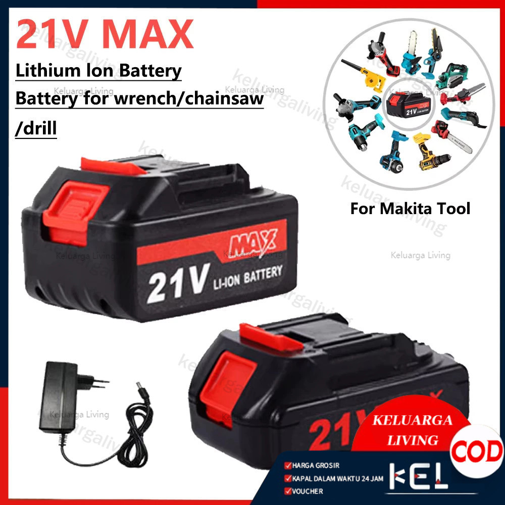 Baterai Bor Tanpa Kabel 21 VF Electric Drill Battery/10 20 Lithium Batteries 21V 18650 High Power El