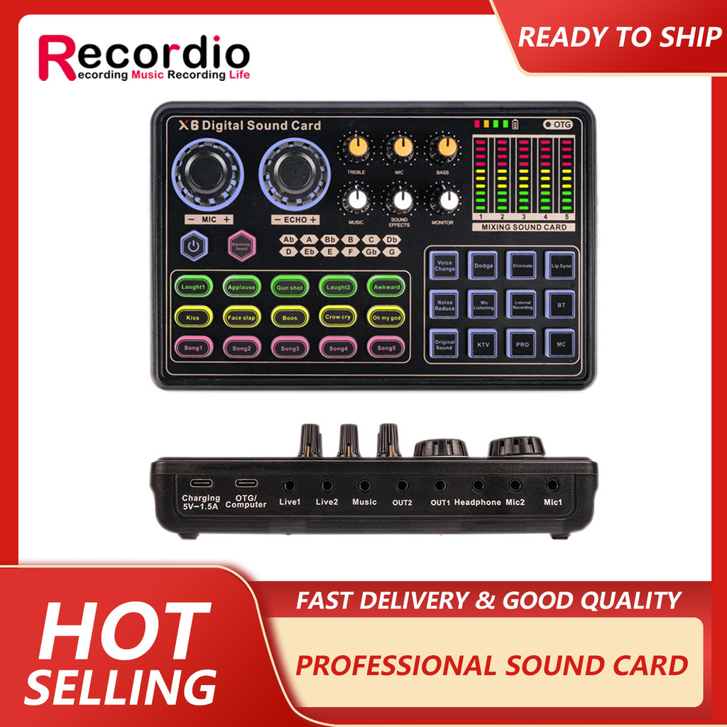 GAX-X6 Live sound card dual mobile phone live computer USB external sound card network k song anchor