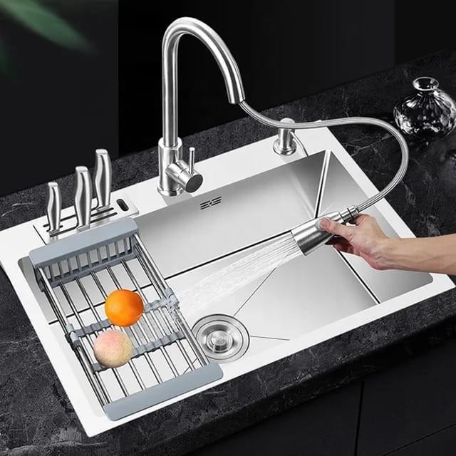 

Kitchen Sink 1 Bowl 6045 Stainless Plus Tempat Pisau Bak Cuci Piring 1 Lubang Stainless 304