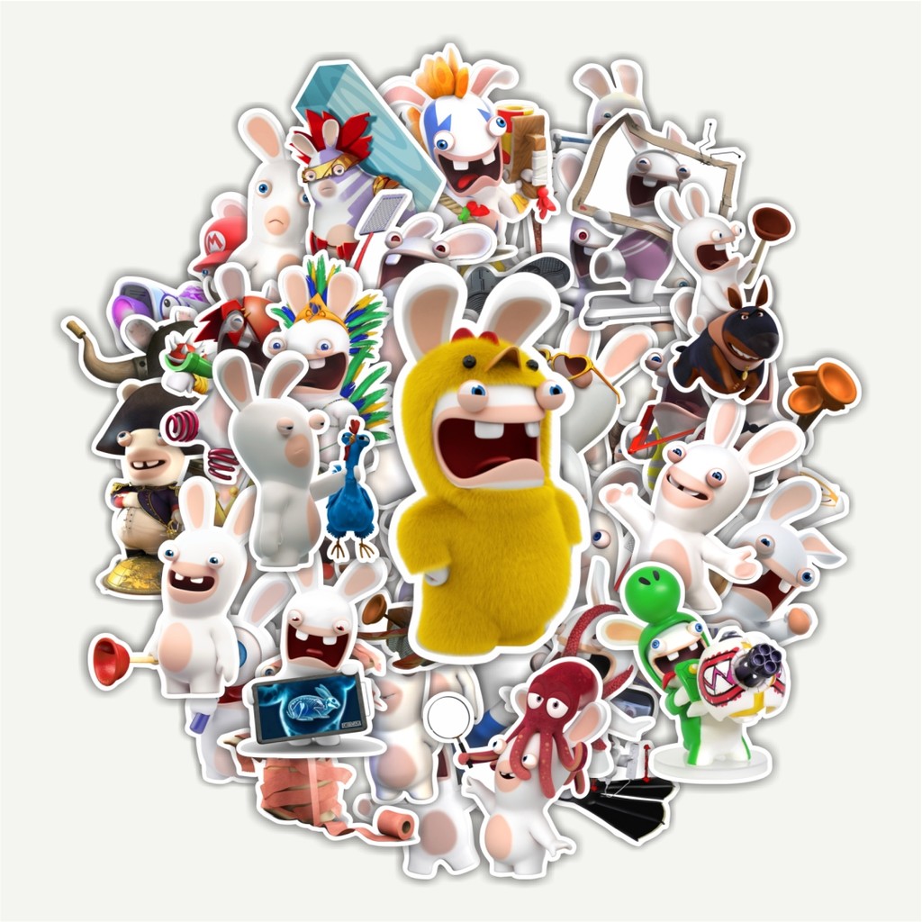 

Sticker Pack Stiker Kartun Rabbids Invasion Dekorasi Lucu Kreatif untuk Notebook, Skateboard, HP