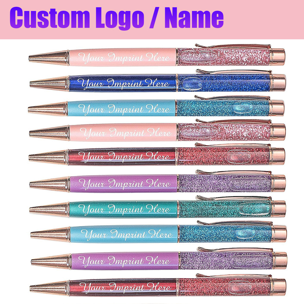 

50-10 Pcs Custom LOGO Gold Foil Pens Engraved Name Private Metal Ballpoint Pen Personalized Office Birthday Gifts Ball Point Pen