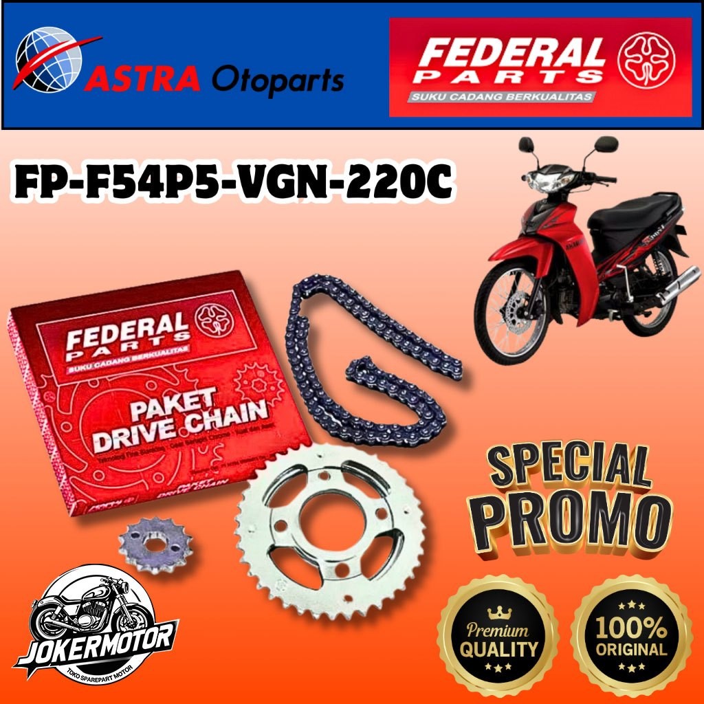GEAR GIR SET PAKET GIGI TARIK KOMPLIT DEPAN BELAKANG RANTAI YAMAHA VEGA R NEW (428-15T/35T/100L)-  D