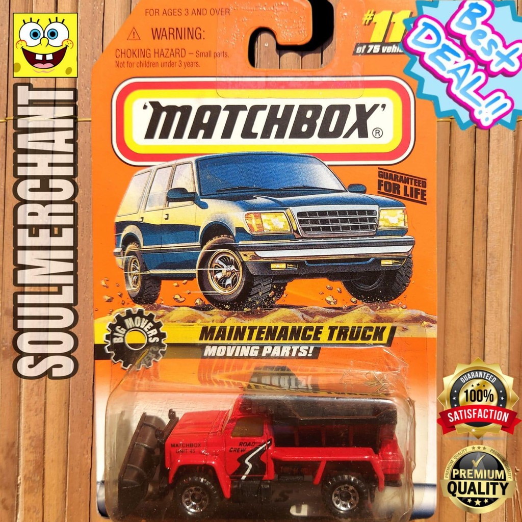 Matchbox Highway Maintenance Truck Moving Parts Merah Diecast Alat Berat