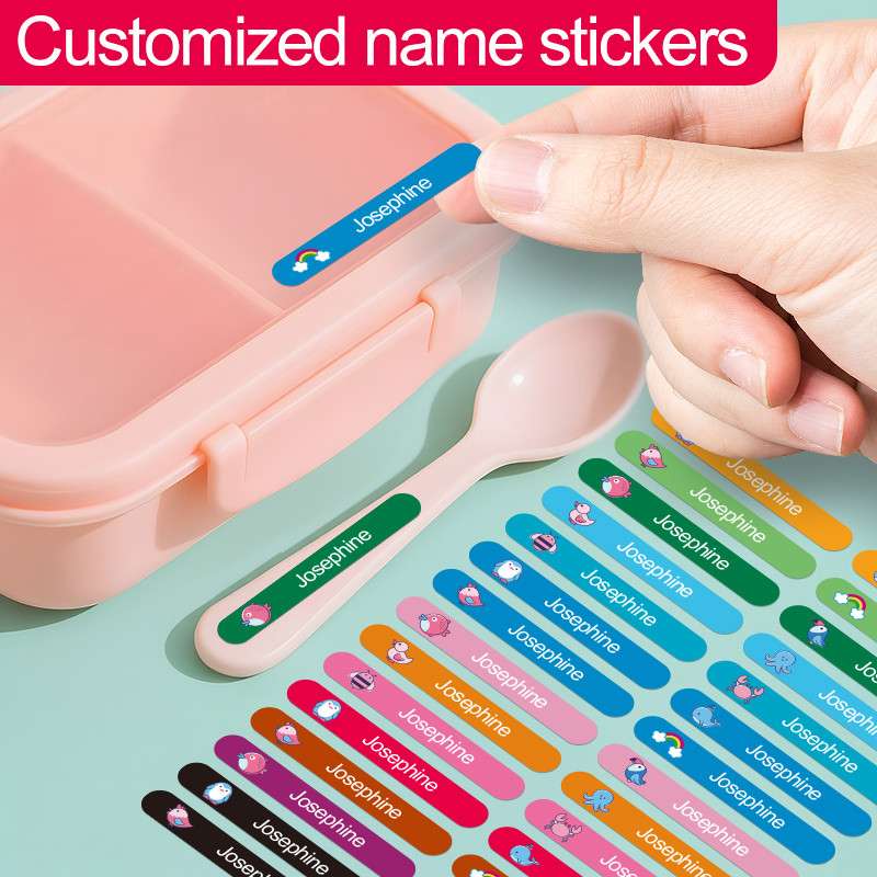 

Customizable School Name Tags - Durable Waterproof Stickers for Bottles, Lunch Boxes with Vibrant Colors for School Supplies