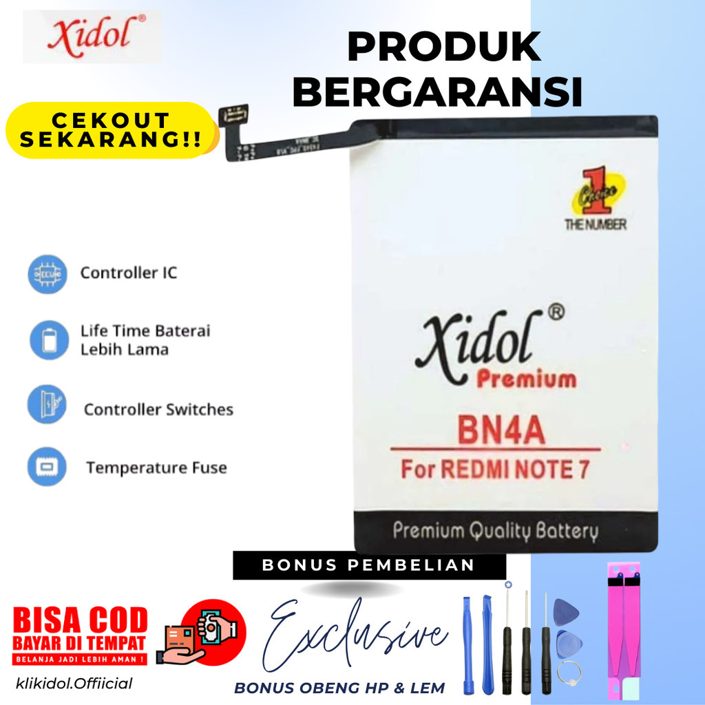 GARANSI 12 BULAN BATERAI IDOL XIDOL XIAOMI REDMI NOTE 7 BN 4A BATTERY BATRE PREMIUM DOUBLE POWER