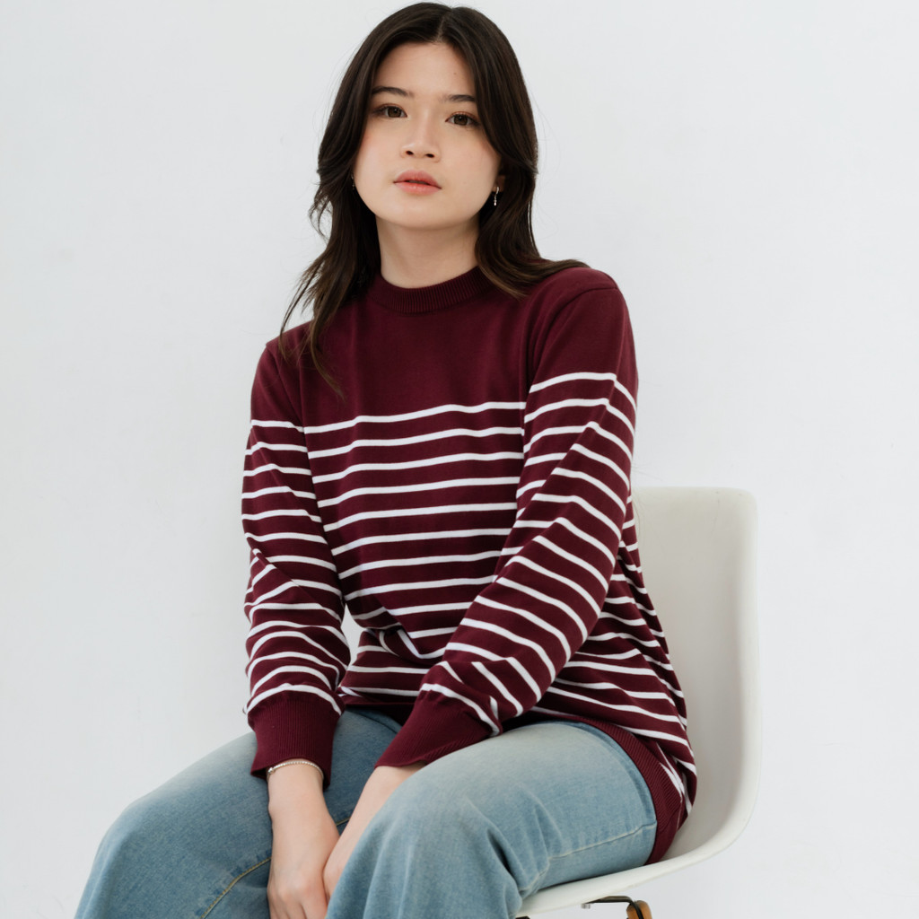 Sugi Label - Gea Top Atasan Rajut Katun Adem Stripe