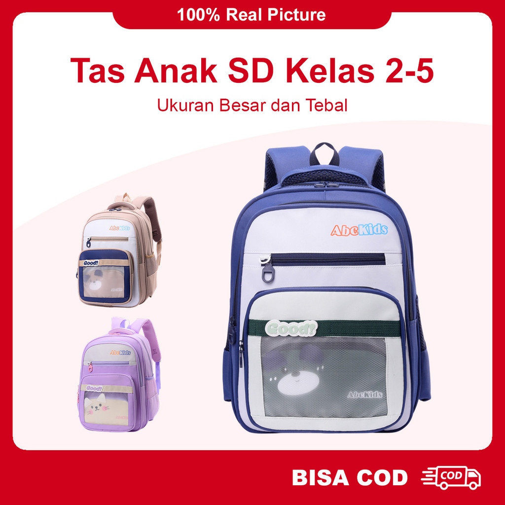 Tas Ransel Anak SD SMP Motif Kucing 41cm - Tas Sekolah Perempuan Usia 7-12 Tahun | 401 RKK