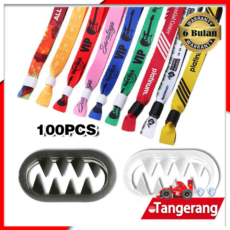 

100pcs Lock Ring Stopper Gelang Tiket Lanyard / Ring Close Lanyard Hitam Putih