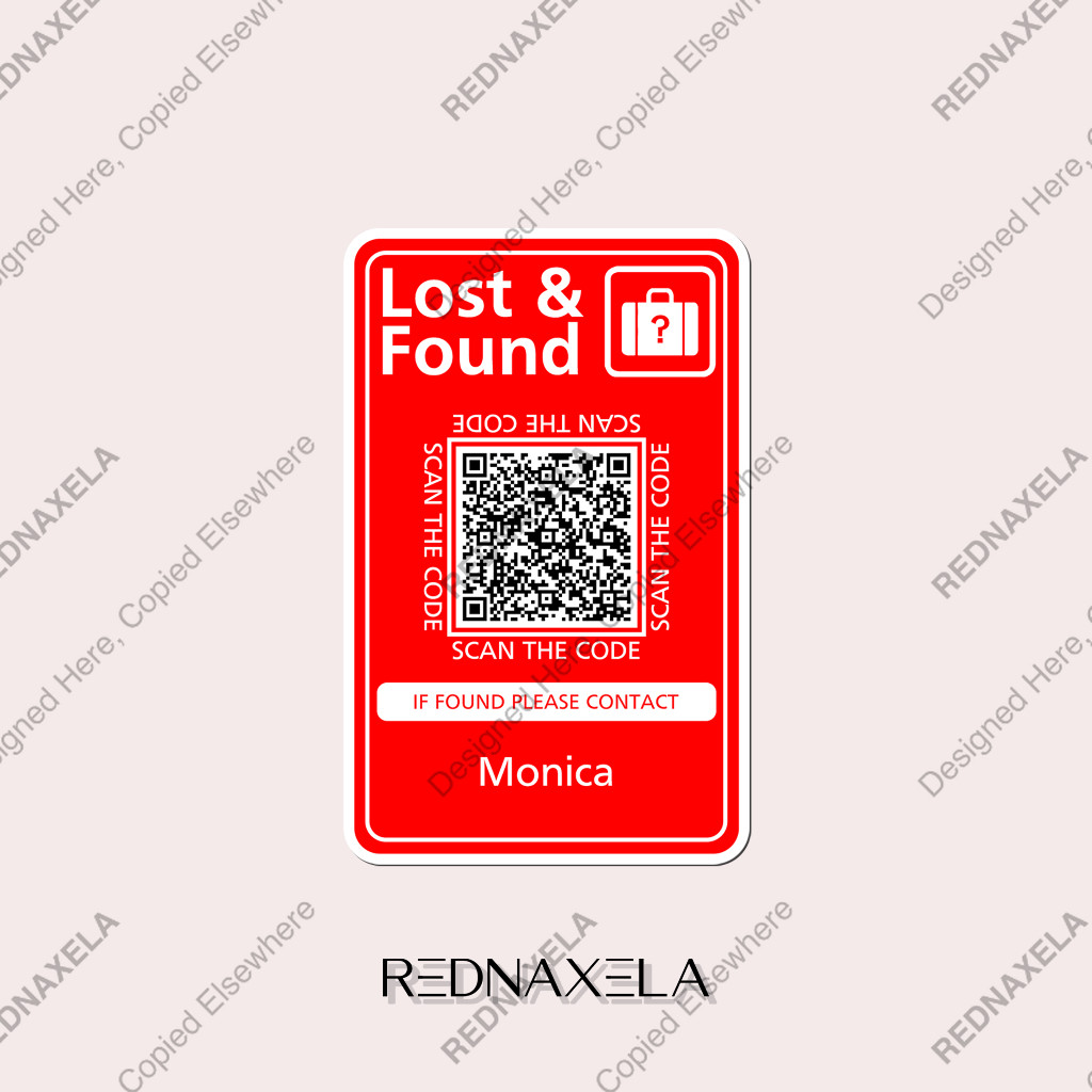 

Stiker Vinyl Lost & Found with QR Code Personalized Stiker Koper Durable Waterproof Outdoor Quality