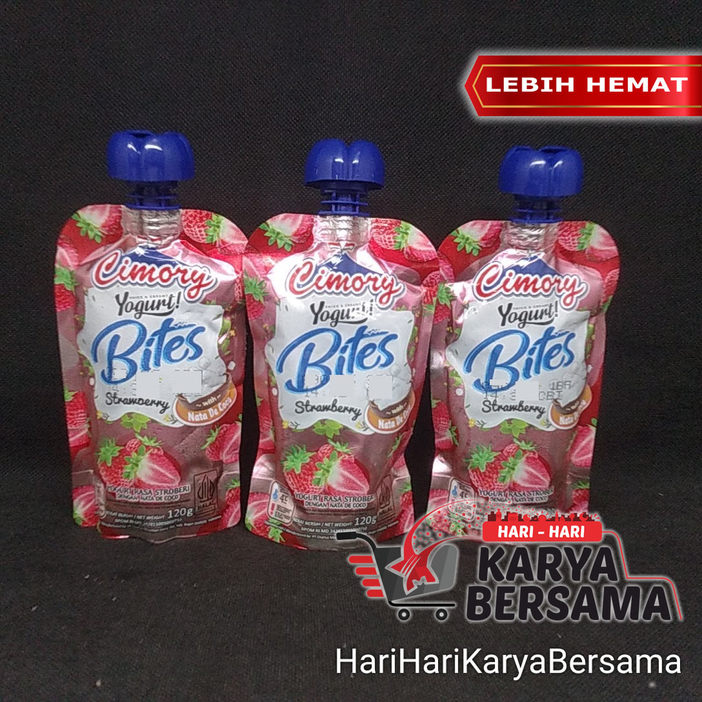 

MINUMAN YOGHURT CIMORY YOGURT BITES STRAWBERRY WITH NATA DE COCO PACK 3'S X 120GR