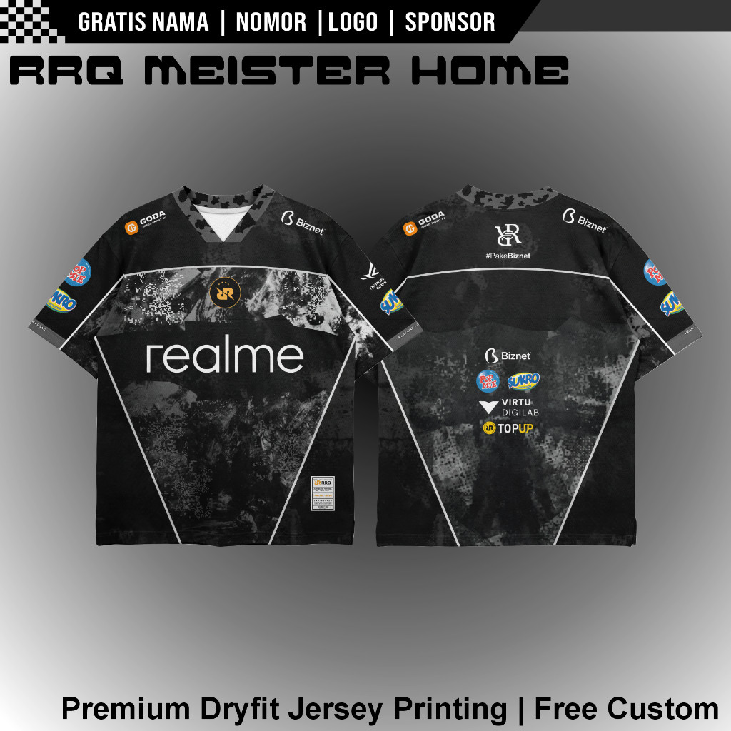 JERSEY  RRQ OVERSIZE TERBARU MEISTER MIED SEASON-16  GRATIS PASANG NAMA LOGO DAN SPONSOR